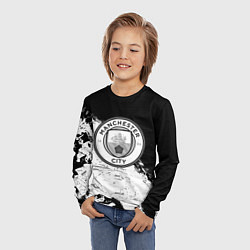 Лонгслив детский Манчестер сити черно белые краски, цвет: 3D-принт — фото 2