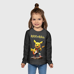 Лонгслив детский Пикачу играет на электрогитаре, цвет: 3D-принт — фото 2