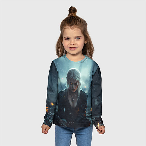 Детский лонгслив Цири сидит под дождем / 3D-принт – фото 5