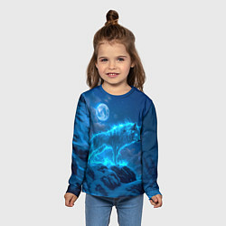 Лонгслив детский Волк на фоне зимнего пейзажа, цвет: 3D-принт — фото 2