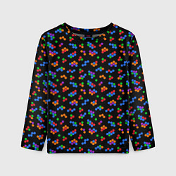 Лонгслив детский Разноцветные детали мозаики на черном, цвет: 3D-принт