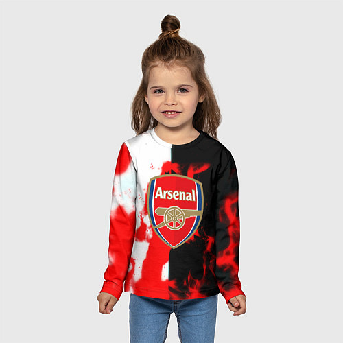 Детский лонгслив Арсенал огонь / 3D-принт – фото 5