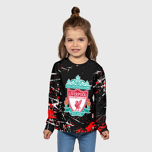 Детский лонгслив Liverpool штрихи красок / 3D-принт – фото 5