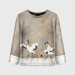 Лонгслив детский Журавли зимняя акварель, цвет: 3D-принт