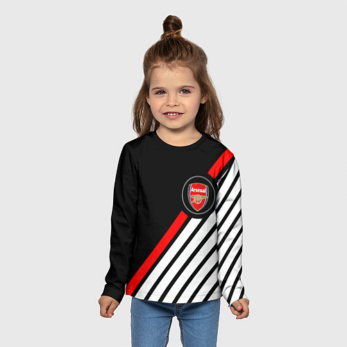 Детский лонгслив Арсенал геометрия полосы / 3D-принт – фото 5