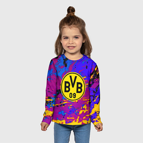Детский лонгслив Borussia абстрактные краски / 3D-принт – фото 5