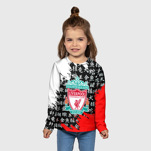 Детский лонгслив Ливерпуль китайские символы краски / 3D-принт – фото 5