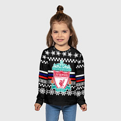 Лонгслив детский Ливерпуль текстура триколор зима, цвет: 3D-принт — фото 2