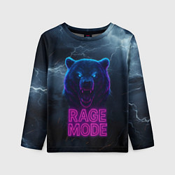 Лонгслив детский Rage mode злой медведь, цвет: 3D-принт