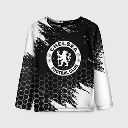 Лонгслив детский Челси соты черно белые краски, цвет: 3D-принт