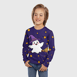 Лонгслив детский Хэллоуин, привидение на метле, цвет: 3D-принт — фото 2