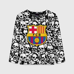 Лонгслив детский Barcelona черно белые черепа, цвет: 3D-принт
