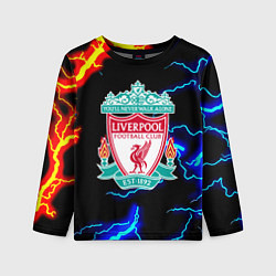 Детский лонгслив Ливерпуль шторм молнии
