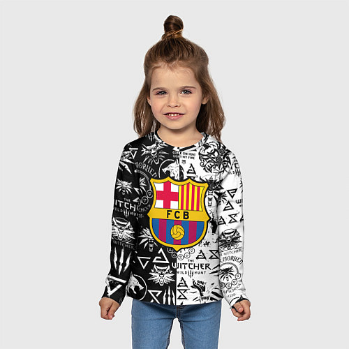 Детский лонгслив Barcelona логотипы ведьмак / 3D-принт – фото 5