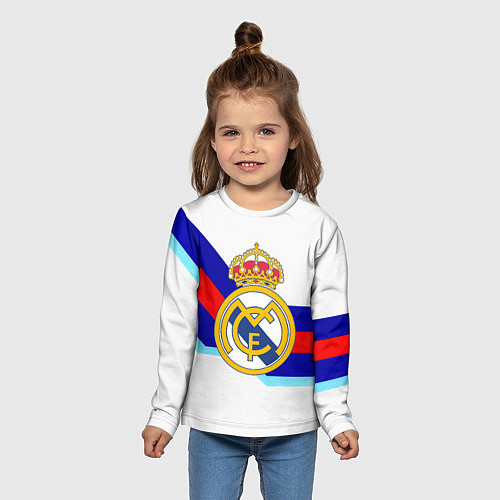 Детский лонгслив Real Madrid текстура полосы / 3D-принт – фото 5