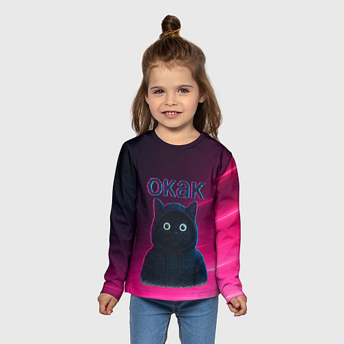 Детский лонгслив Окак мем с черным котом / 3D-принт – фото 5