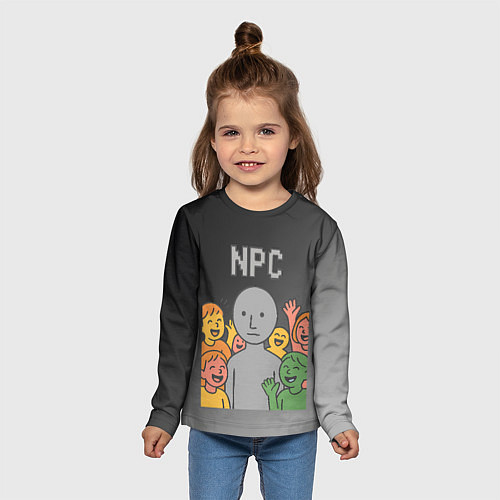 Детский лонгслив Я NPC без эмоций / 3D-принт – фото 5