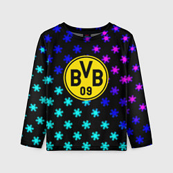 Лонгслив детский Borussia неоновые снежинки, цвет: 3D-принт