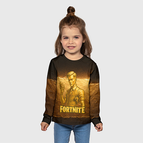 Детский лонгслив Fortnite золотой Мидас / 3D-принт – фото 5
