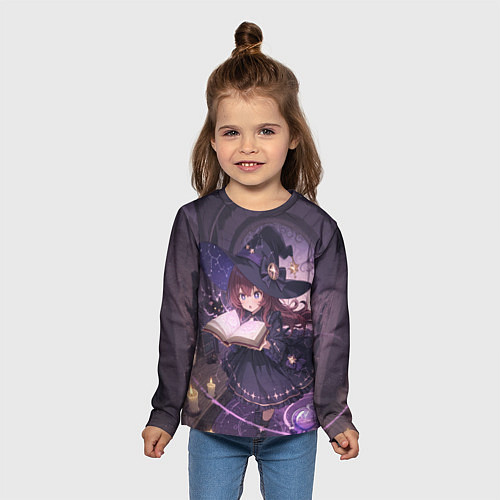 Детский лонгслив Аниме Ведьма Читает Книгу Заклинаний / 3D-принт – фото 5