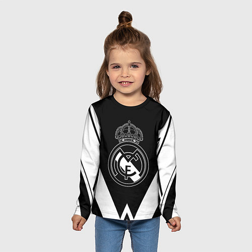 Детский лонгслив Real Madrid геометрия спорт / 3D-принт – фото 5
