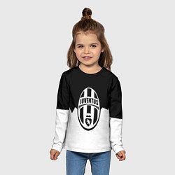 Лонгслив детский Ювентус черно белая геометрия, цвет: 3D-принт — фото 2