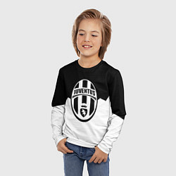 Лонгслив детский Ювентус черно белая геометрия, цвет: 3D-принт — фото 2