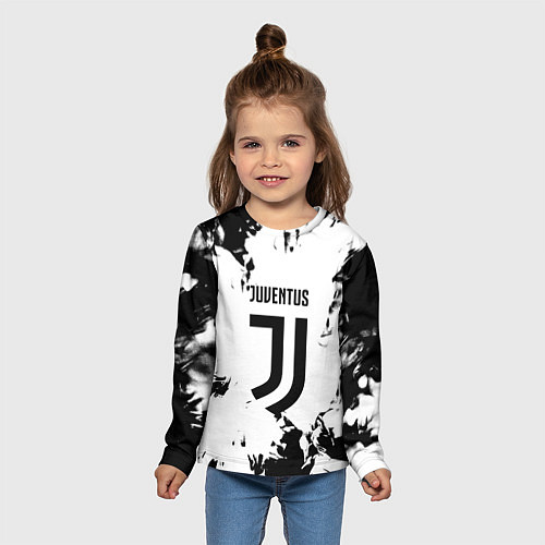 Детский лонгслив Juventus черные краски абстракция / 3D-принт – фото 5