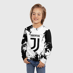 Лонгслив детский Juventus черные краски абстракция, цвет: 3D-принт — фото 2