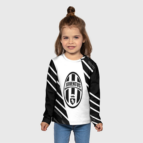 Детский лонгслив Ювентус полосы геометрия / 3D-принт – фото 5