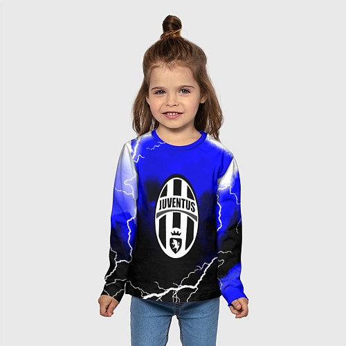 Детский лонгслив Ювентус шторм молнии текстура / 3D-принт – фото 5