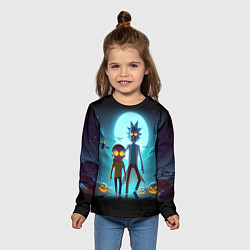 Лонгслив детский Рик и Морти в ночь на хэллоуин, цвет: 3D-принт — фото 2