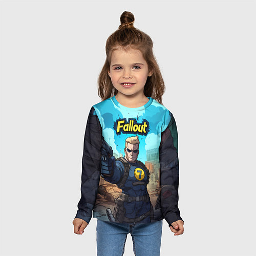 Детский лонгслив Fallout смотритель с пистолетом / 3D-принт – фото 5