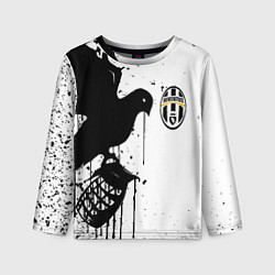 Лонгслив детский Ювентус черная птица краски, цвет: 3D-принт