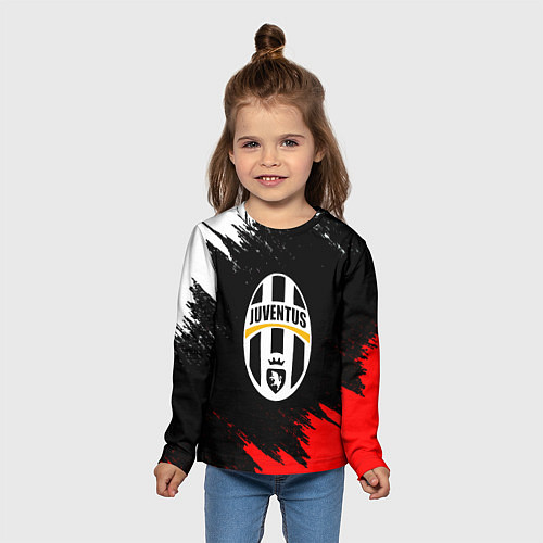 Детский лонгслив Ювентус краски текстура / 3D-принт – фото 5