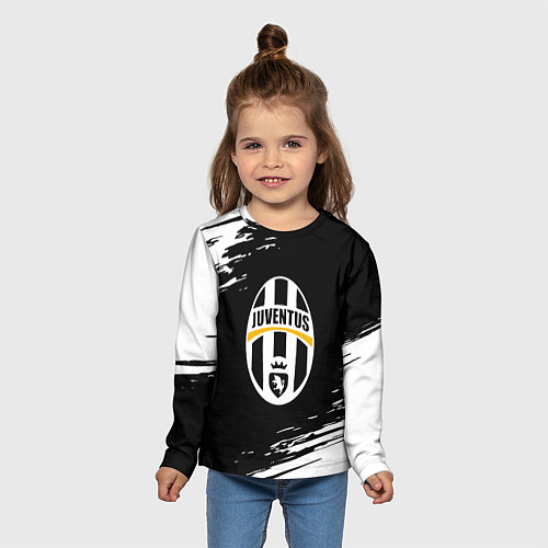 Детский лонгслив Juventus краски штрихи текстура / 3D-принт – фото 5