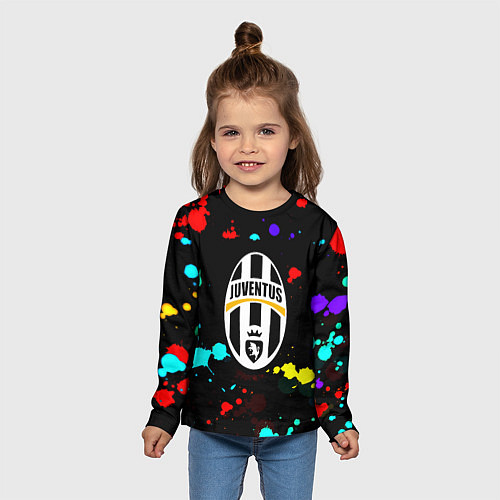 Детский лонгслив Ювентус брызги красок неон / 3D-принт – фото 5