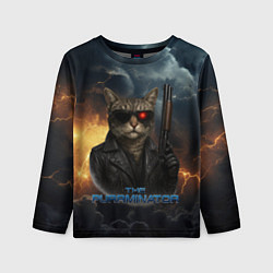 Лонгслив детский The purrminator кот терминатор, цвет: 3D-принт