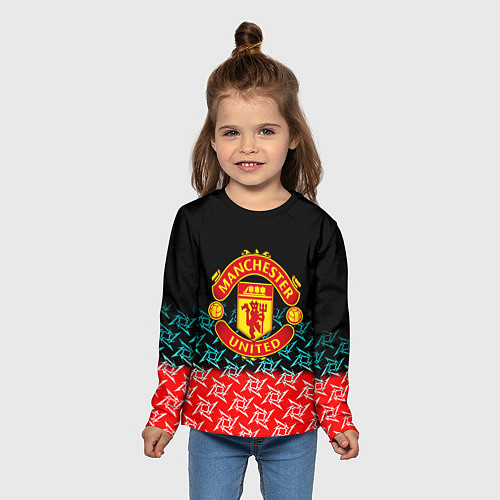 Детский лонгслив Манчестер Юнайтед ниндзя паттерн / 3D-принт – фото 5