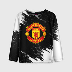 Лонгслив детский Манчестер Юнайтед белые краски, цвет: 3D-принт