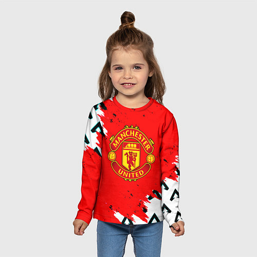 Детский лонгслив Манчестер Юнайтед символы краски / 3D-принт – фото 5
