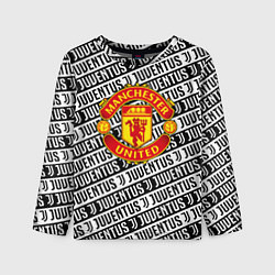 Лонгслив детский Манчестер Юнайтед x ювентус паттерн, цвет: 3D-принт