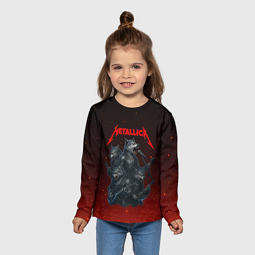 Детский лонгслив Metallica в виде волков / 3D-принт – фото 5