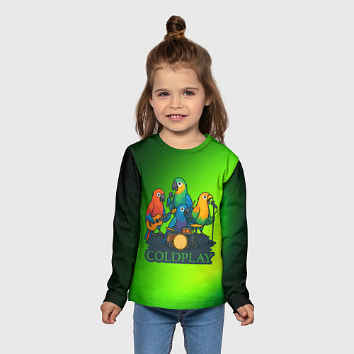 Детский лонгслив Coldplay группа из попугаев / 3D-принт – фото 5
