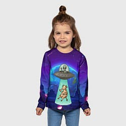 Лонгслив детский Инопланетяне похищают корову, цвет: 3D-принт — фото 2