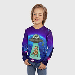 Лонгслив детский Инопланетяне похищают корову, цвет: 3D-принт — фото 2