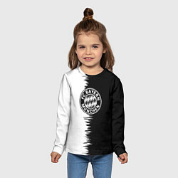Лонгслив детский Бавария Мюнхен черно белые штрихи, цвет: 3D-принт — фото 2