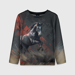Лонгслив детский Лошадь в прыжке, цвет: 3D-принт