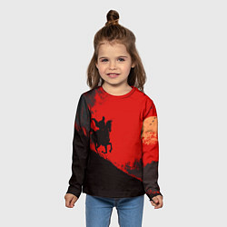 Лонгслив детский Лошадь скачет на красном фоне, цвет: 3D-принт — фото 2