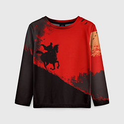 Лонгслив детский Лошадь скачет на красном фоне, цвет: 3D-принт